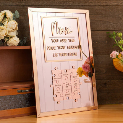 Custom Mom Puzzle Sign Mother's Day Gift from Kids Engraved Sign Piece