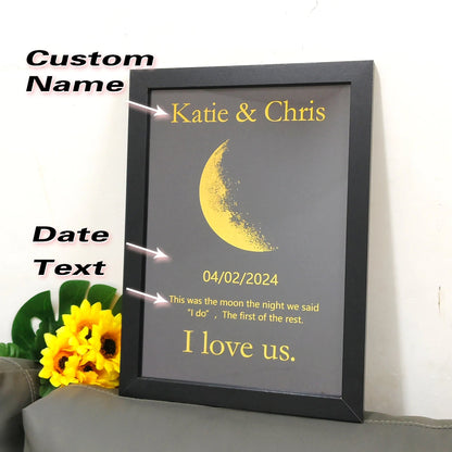Custom Moon Phase With Custom Text - Commemorative Gift for Mom