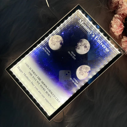 Mommy's Universe - Personalized Starry Moon Phase Mirror Light Box