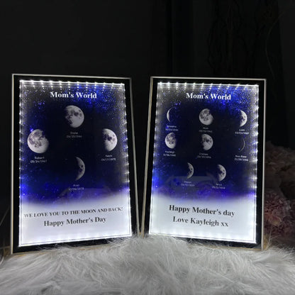 Mommy's Universe - Personalized Starry Moon Phase Mirror Light Box
