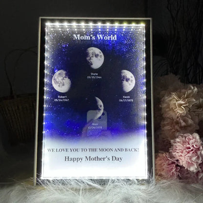Mommy's Universe - Personalized Starry Moon Phase Mirror Light Box