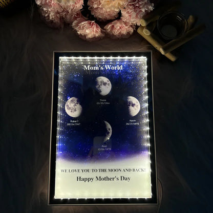 Mommy's Universe - Personalized Starry Moon Phase Mirror Light Box