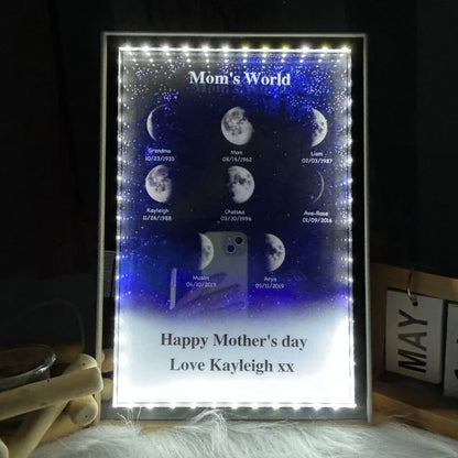Mommy's Universe - Personalized Starry Moon Phase Mirror Light Box