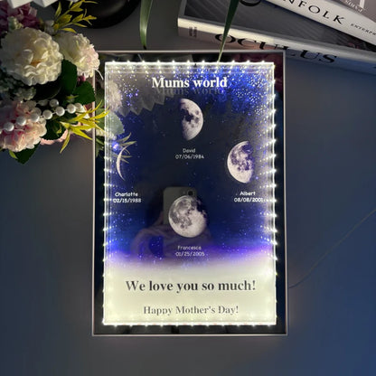 Mommy's Universe - Personalized Starry Moon Phase Mirror Light Box