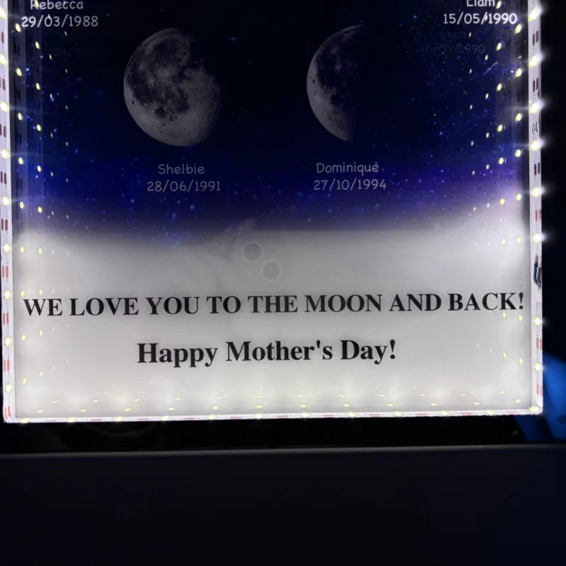 Mommy's Universe - Personalized Starry Moon Phase Mirror Light Box