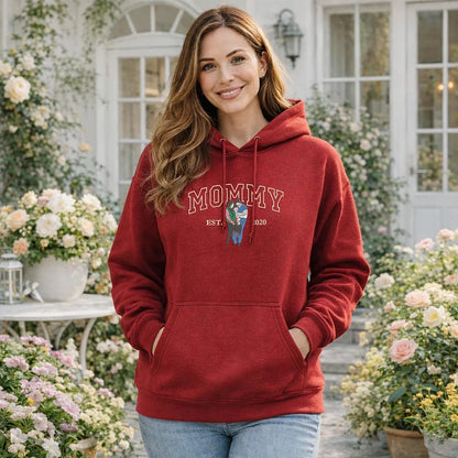 Custom Embroidered Sweatshirt with Mama and Kids Portrait | Mother's Day Gift