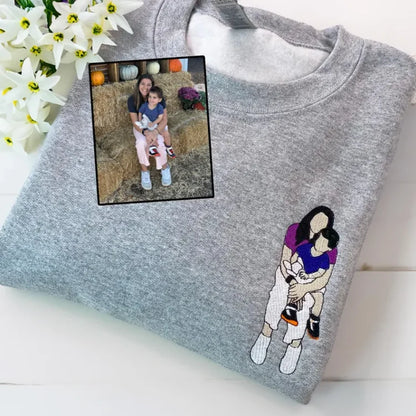 Custom Mama,Mom Portrait Embroidered T-shirt Sweatshirt | Gifts for Mom
