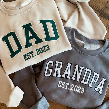 Custom Embroidered Dad Sweatshirt with Multilayer Outline