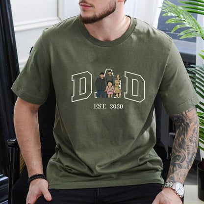 Custom Embroidered Dad Sweatshirt with Family Portrait | Father's Day Gift