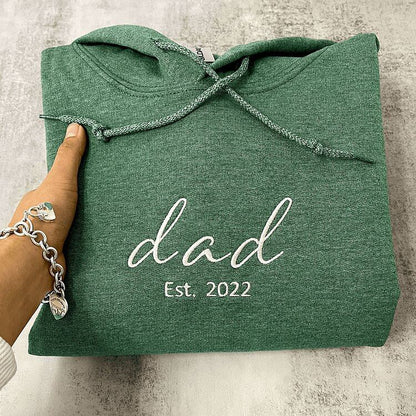 Custom Embroidered Dad Sweatshirt with Kid's Name on Sleeve | Father's Day Gift
