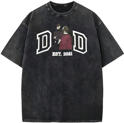 Custom Dad Portrait Embroidered Vintage Washed Sweatshirt | Father's Day Gift