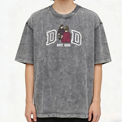 Custom Dad Portrait Embroidered Vintage Washed Sweatshirt | Father's Day Gift