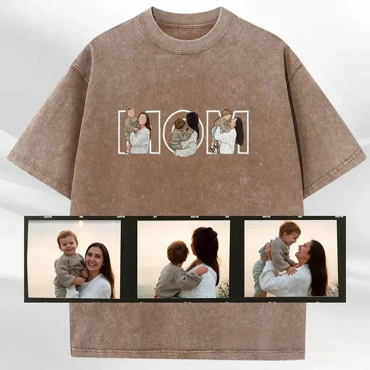 Custom Dad Photo Embroidered Vintage Washed Sweatshirt | Father's Day Gift