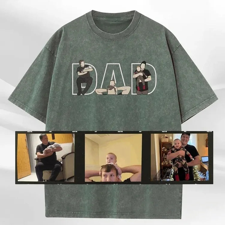 Custom Dad Photo Embroidered Vintage Washed Sweatshirt | Father's Day Gift