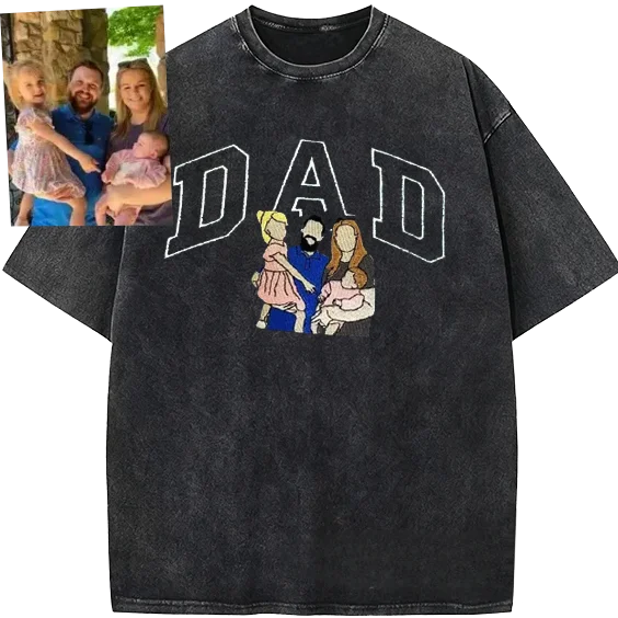 Custom DAD Photo Illustration Vintage Washed Sweatshirt | Father's Day Gift
