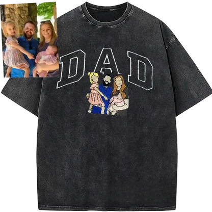 Custom DAD Photo Illustration Vintage Washed Sweatshirt | Father's Day Gift