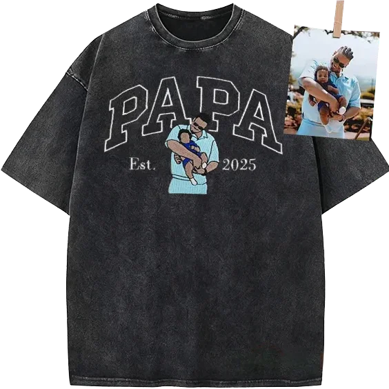 Custom DAD Photo Illustration Vintage Washed Sweatshirt | Father's Day Gift