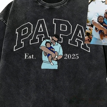 Custom DAD Photo Illustration Vintage Washed Sweatshirt | Father's Day Gift