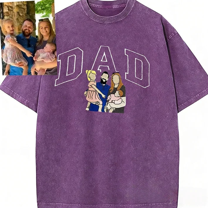 Custom DAD Photo Illustration Vintage Washed Sweatshirt | Father's Day Gift