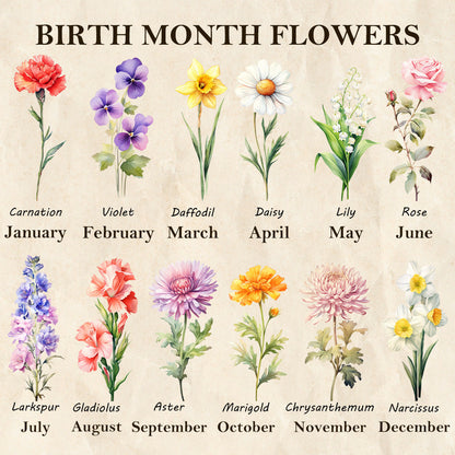 Custom Hug Birth Month Flower Bouquet with Names LED Night Light Frame | Mother's Day Gift