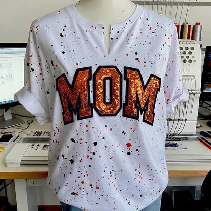 Custom Sequin & Velvet Mama Mom Sweatshirt - Personalized Splatter Paint Mother's Day Gift Shirt