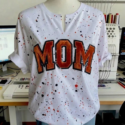 Custom Sequin Mama Mom Sweatshirt - Personalized Team Spirit Shirt with Splatter Paint Design | Mother's Day Gift
