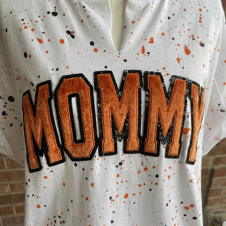 Custom Sequin Mama Mom Sweatshirt - Personalized Team Spirit Shirt with Splatter Paint Design | Mother's Day Gift