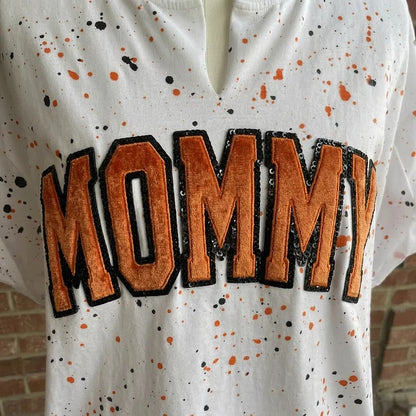 Custom Sequin Mama Mom Sweatshirt - Personalized Team Spirit Shirt with Splatter Paint Design | Mother's Day Gift