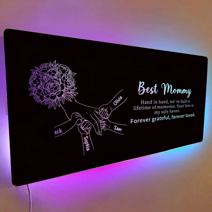 Custom Mom Holding Hands Mirror Light | Personalized Mother's Day Gift