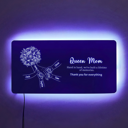 Custom Mom Holding Hands Mirror Light | Personalized Mother's Day Gift