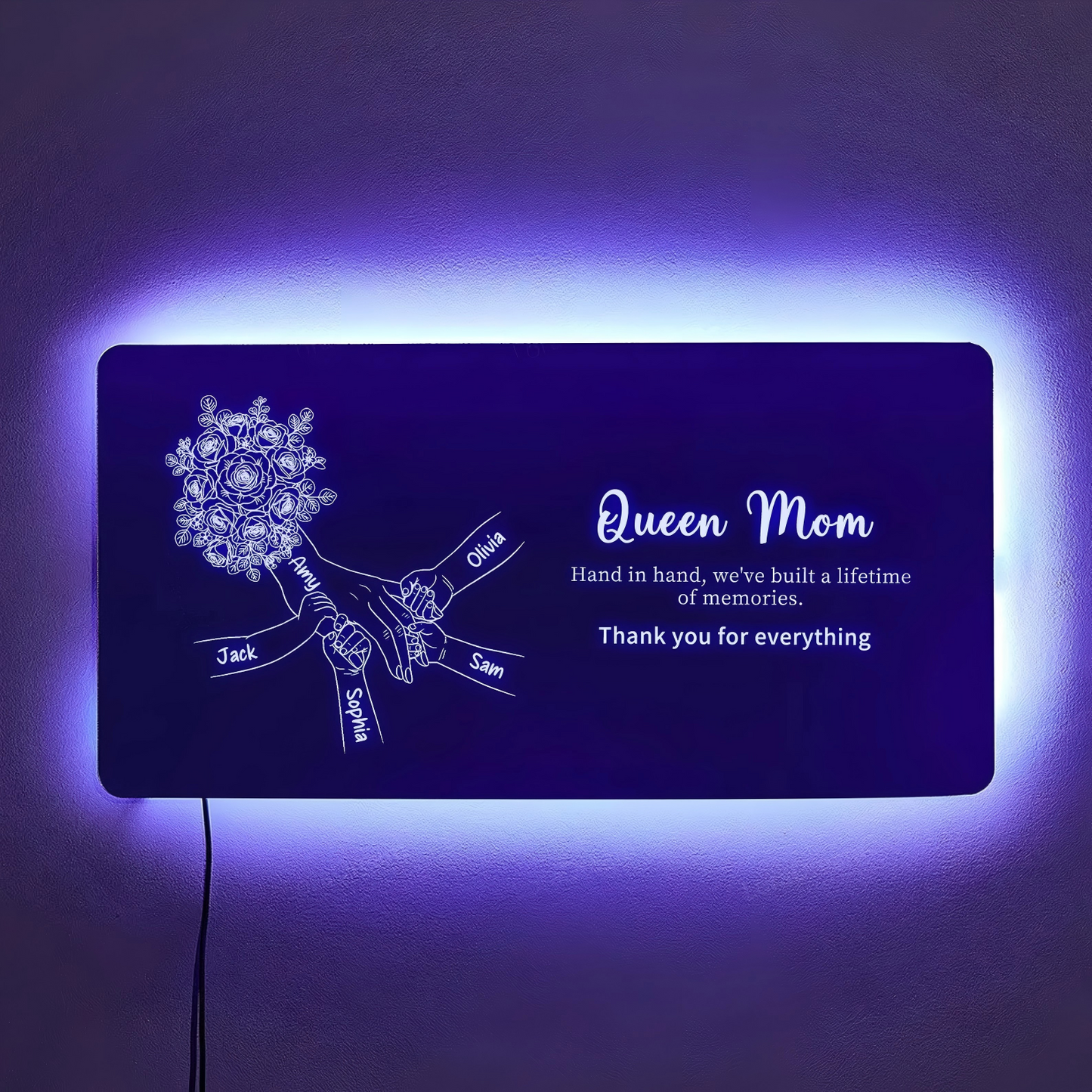 Custom Mom Holding Hands Mirror Light | Personalized Mother's Day Gift