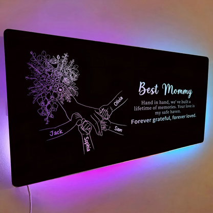 Custom Mom Holding Hands Mirror Light | Personalized Mother's Day Gift