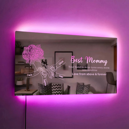 Custom Mom Holding Hands Mirror Light | Personalized Mother's Day Gift