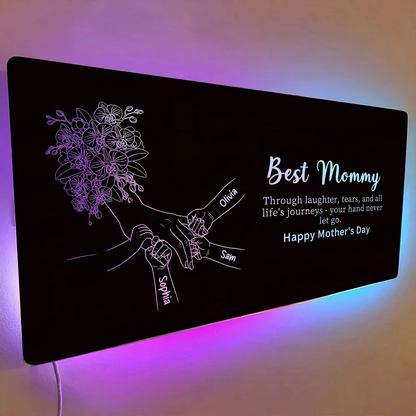 Custom Mom Holding Hands Mirror Light | Personalized Mother's Day Gift