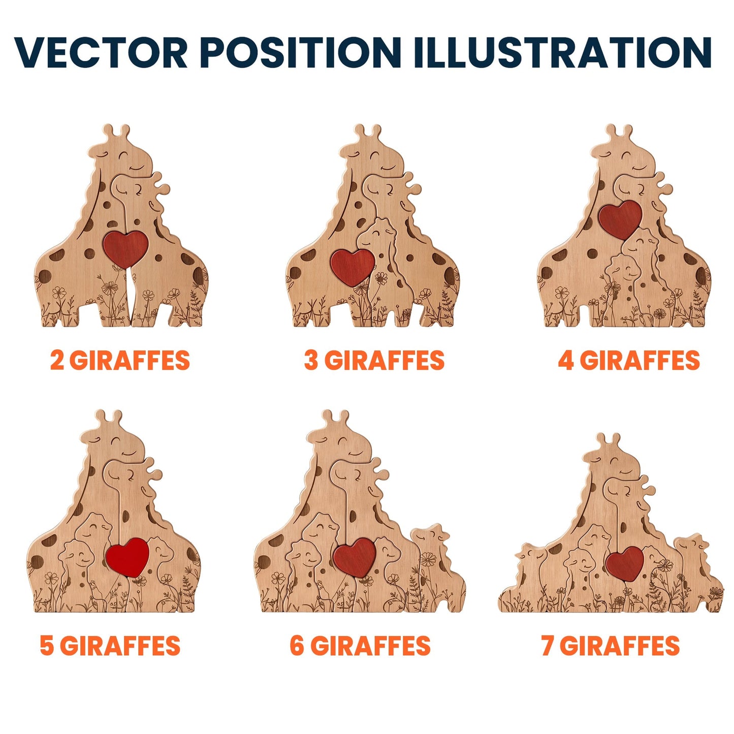 Wooden Giraffe Family Puzzle Mother's Day Gift For Mom, Mum, Wife - Personalized Puzzle