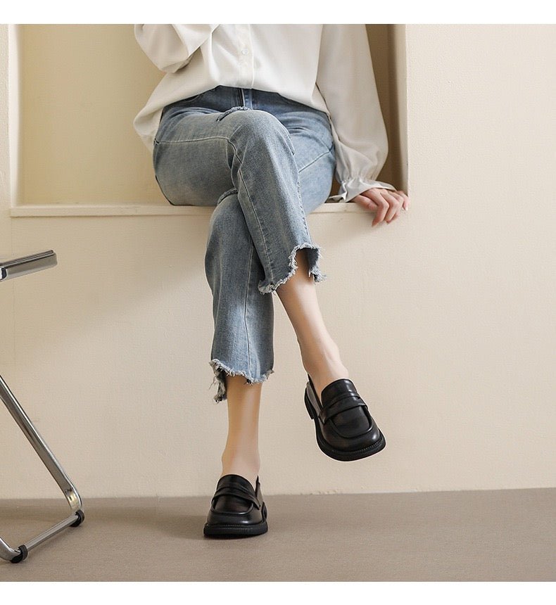 Women's Orthopedic Chunky Loafers | British Style Wide Fit Platform Shoe