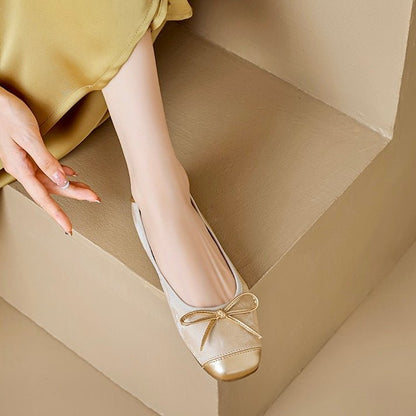 Women's Square Toe Ballet Flats with Arch Support | Chic Bow Style Shoes