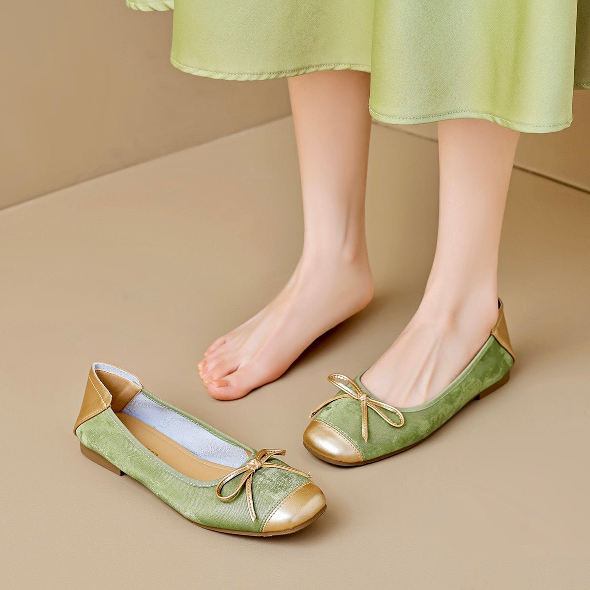 Women's Square Toe Ballet Flats with Arch Support | Chic Bow Style Shoes