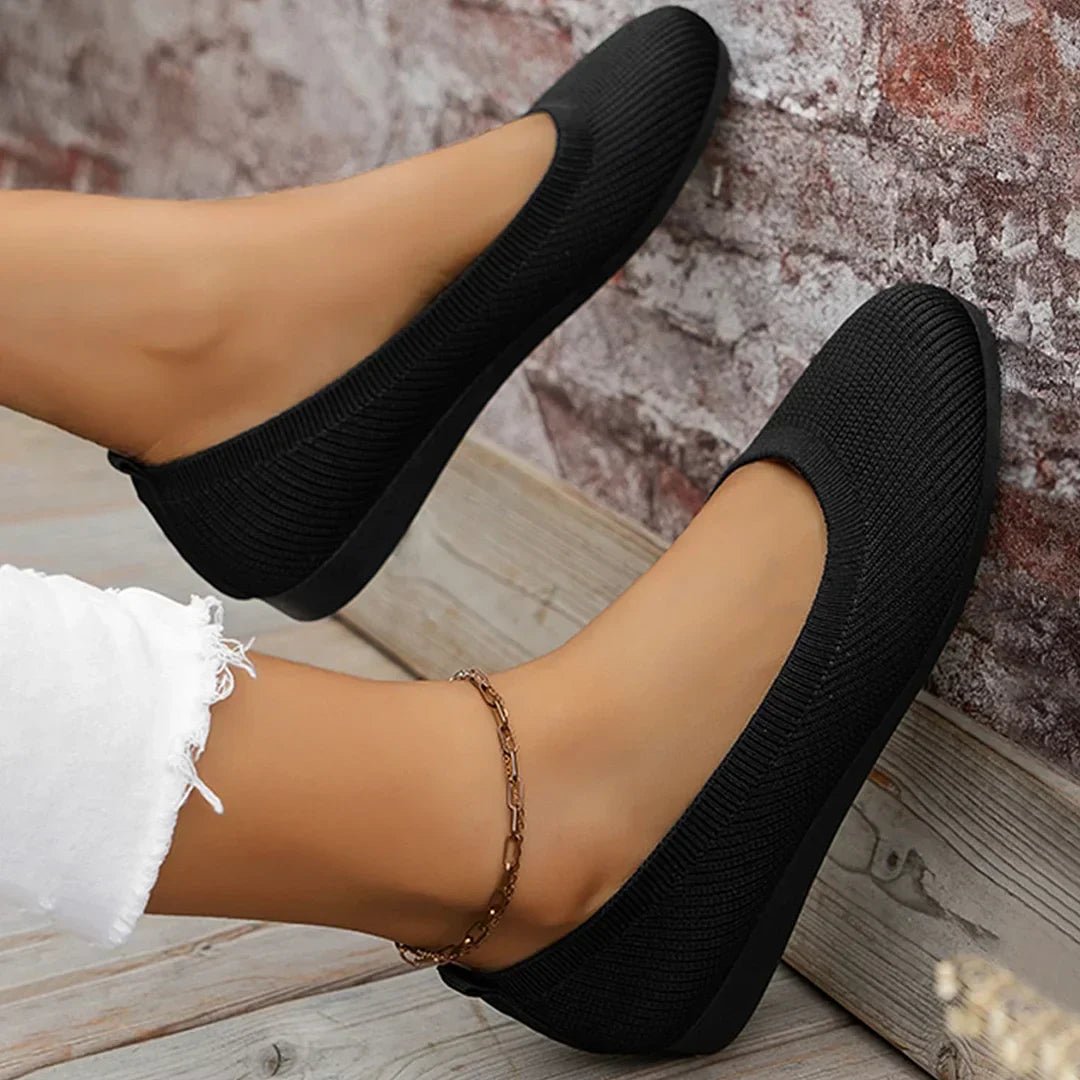 Women's Knit Loafer Flats with Arch Support | Wide Fit Comfort Shoes