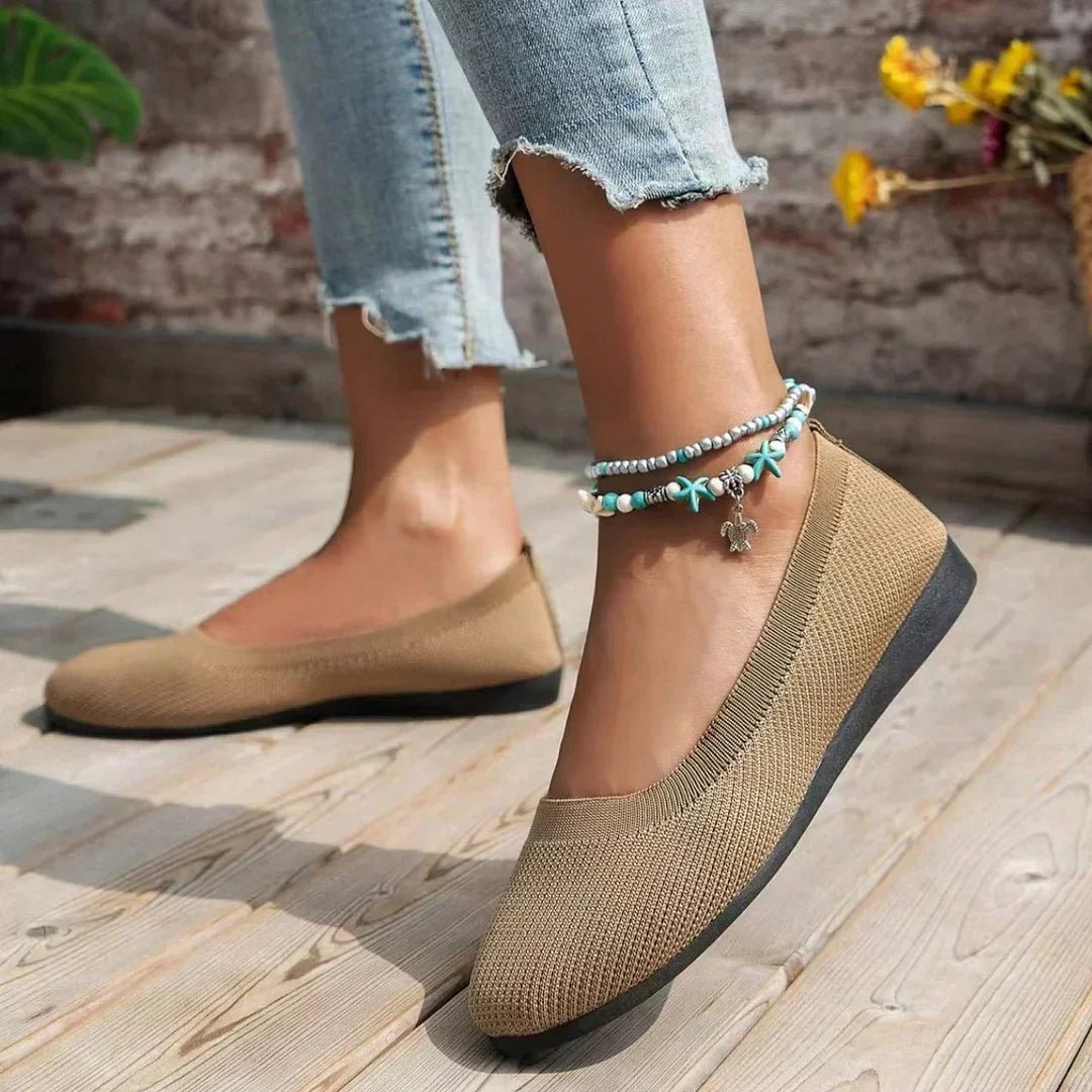 Women's Knit Loafer Flats with Arch Support | Wide Fit Comfort Shoes