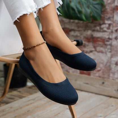 Women's Knit Loafer Flats with Arch Support | Wide Fit Comfort Shoes