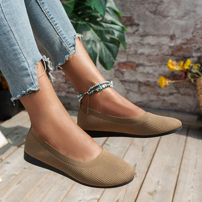 Women's Knit Loafer Flats with Arch Support | Wide Fit Comfort Shoes