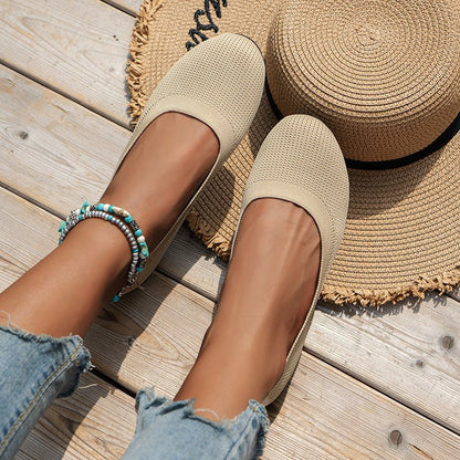 Women's Knit Loafer Flats with Arch Support | Wide Fit Comfort Shoes