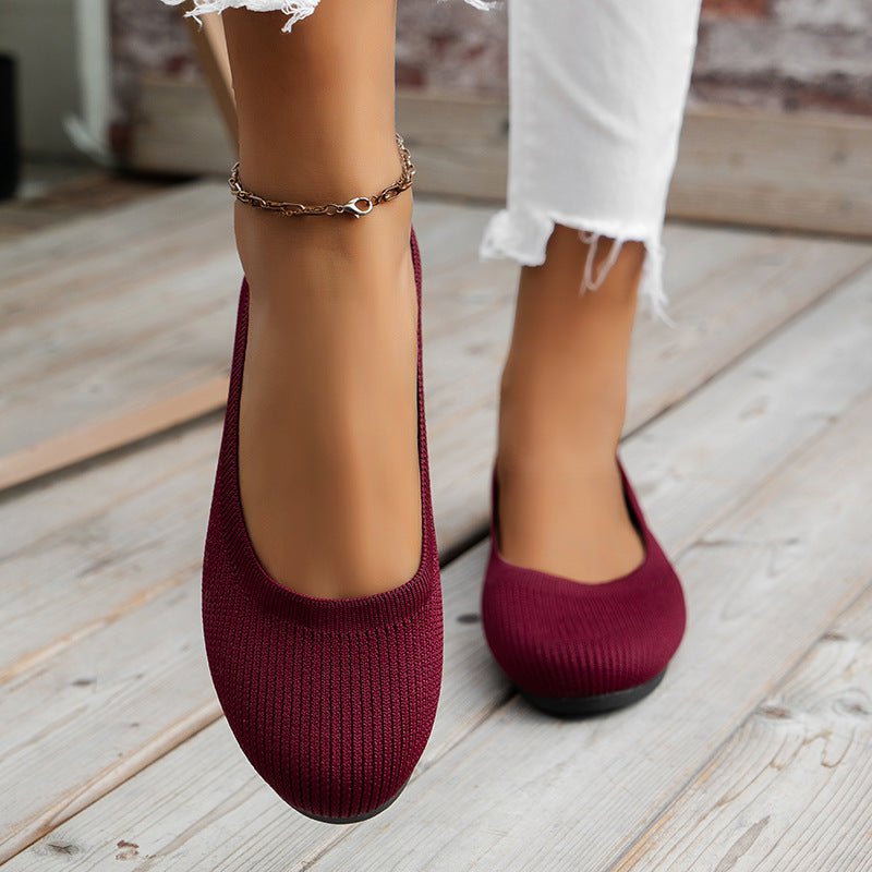 Women's Knit Loafer Flats with Arch Support | Wide Fit Comfort Shoes