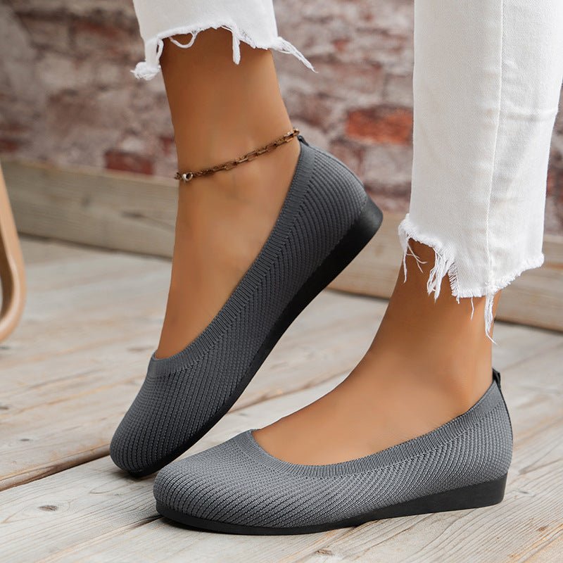 Women's Knit Loafer Flats with Arch Support | Wide Fit Comfort Shoes