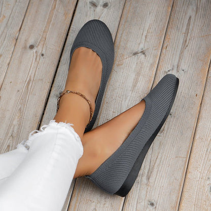 Women's Knit Loafer Flats with Arch Support | Wide Fit Comfort Shoes