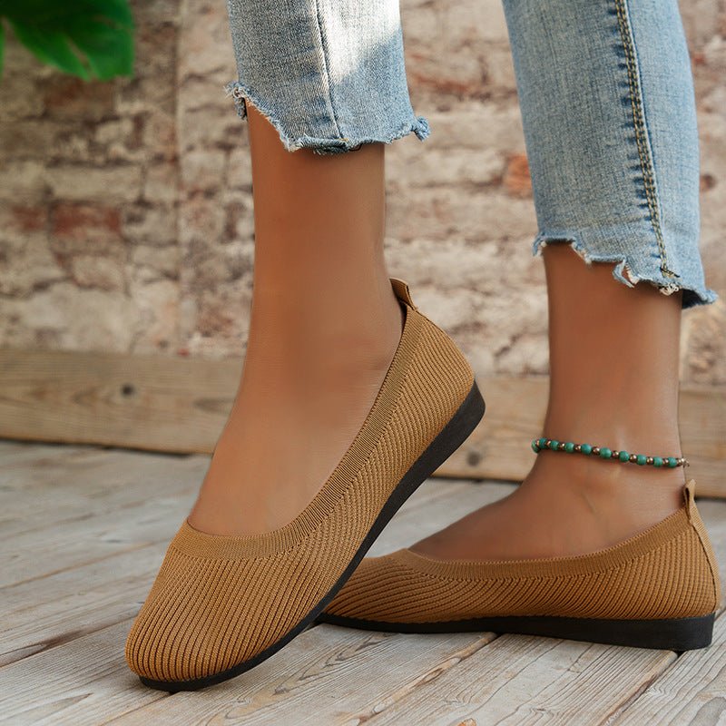 Women's Knit Loafer Flats with Arch Support | Wide Fit Comfort Shoes