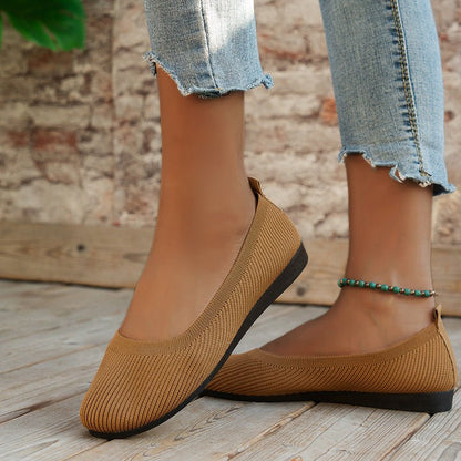 Women's Knit Loafer Flats with Arch Support | Wide Fit Comfort Shoes
