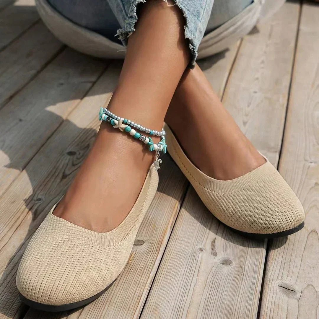 Women's Knit Loafer Flats with Arch Support | Wide Fit Comfort Shoes