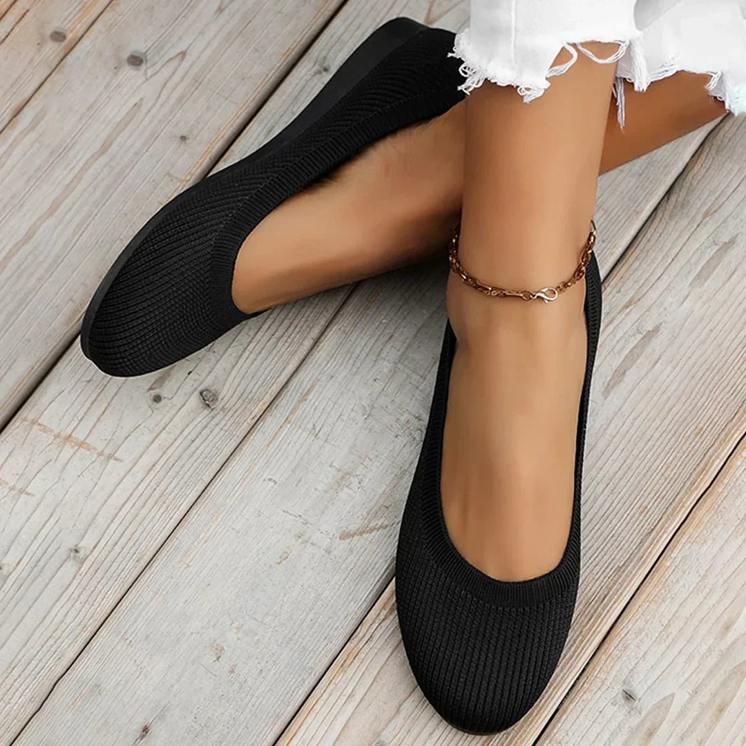 Women's Knit Loafer Flats with Arch Support | Wide Fit Comfort Shoes